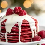 Red Velvet Pancakes with Cream Cheese Glaze