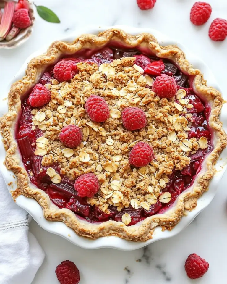 Rhubarb and Raspberry Pie With Oatmeal Crumble