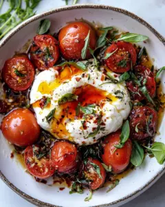 Roasted Garlic Tomato Burrata Caprese