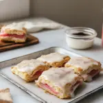 Roasted Rhubarb Scone Sandwiches with Vanilla Bean Glaze