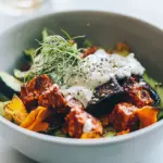 Roasted Winter Bowl with BBQ Tempeh Hemp Seed Ranch