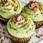Rose Cupcakes with Pistachio Frosting