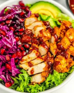 Rotisserie Chicken Buddha Bowl with Sweet Pomegranate Sauce