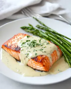 Salmon with Creamy Garlic Dijon Sauce