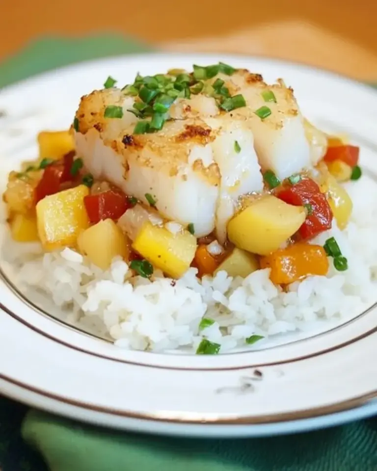 Salt Cod with Potatoes over Rice