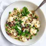 Spaghetti with Cauliflower Peas