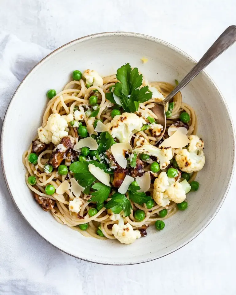 Spaghetti with Cauliflower Peas