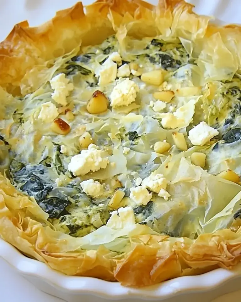 Spinach Feta and Pine Nut Phyllo Tart