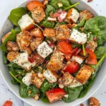 Spinach Salad with Everything Bagel Croutons