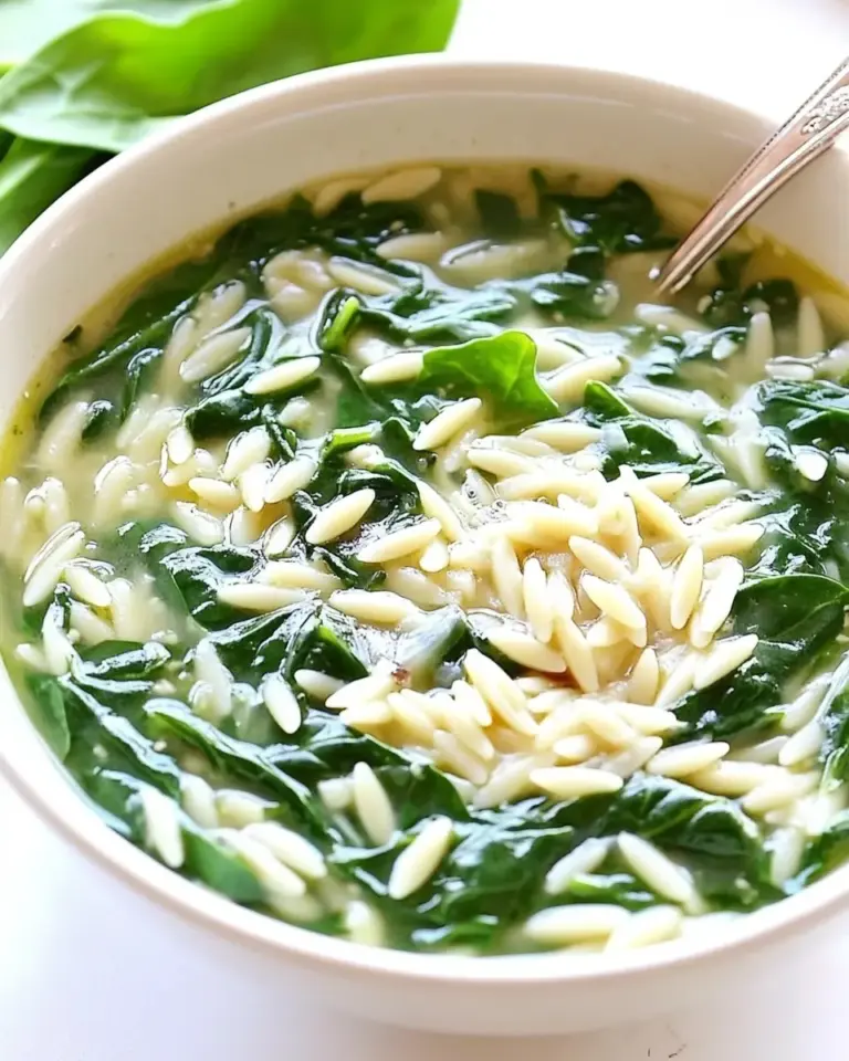 Spinach Stracciatella Soup with Orzo