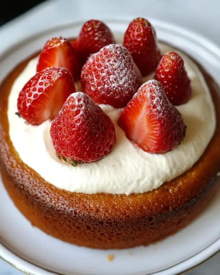 Strawberry Buttermilk Cake with Preserved Whole Strawberries