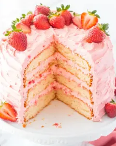 Strawberry Layer Cake with Strawberry Frosting