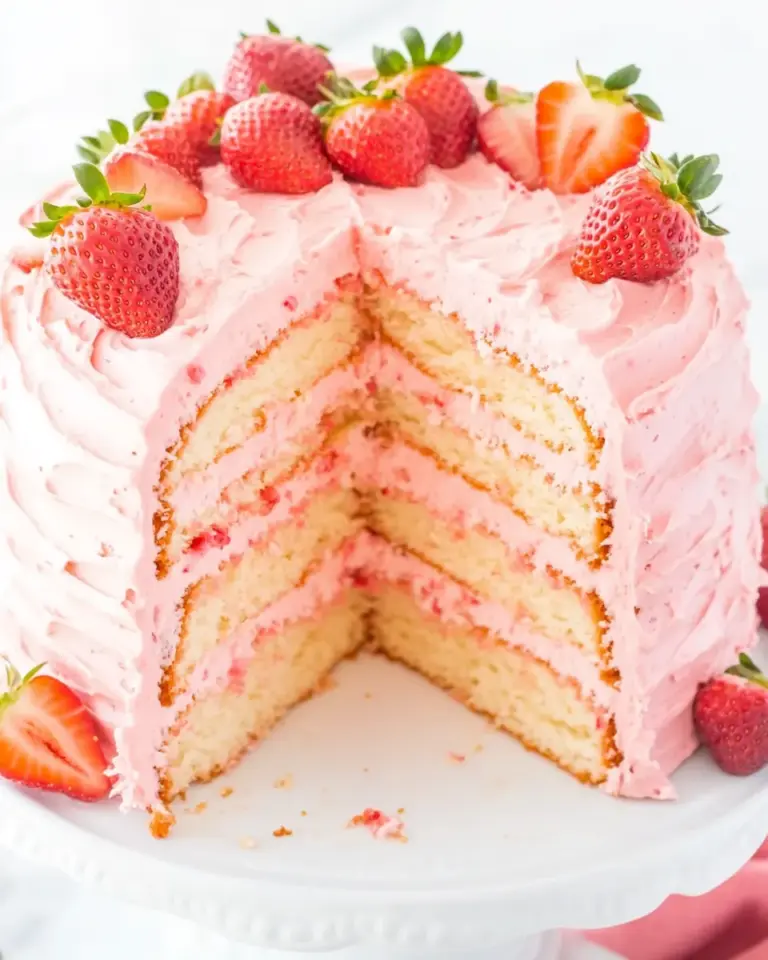 Strawberry Layer Cake with Strawberry Frosting