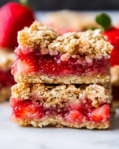 Strawberry Oatmeal Crumble Bars