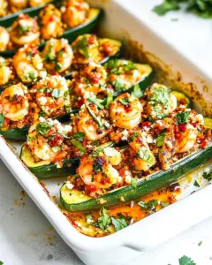 Stuffed Zucchini Boats with Cilantro Lime Shrimp