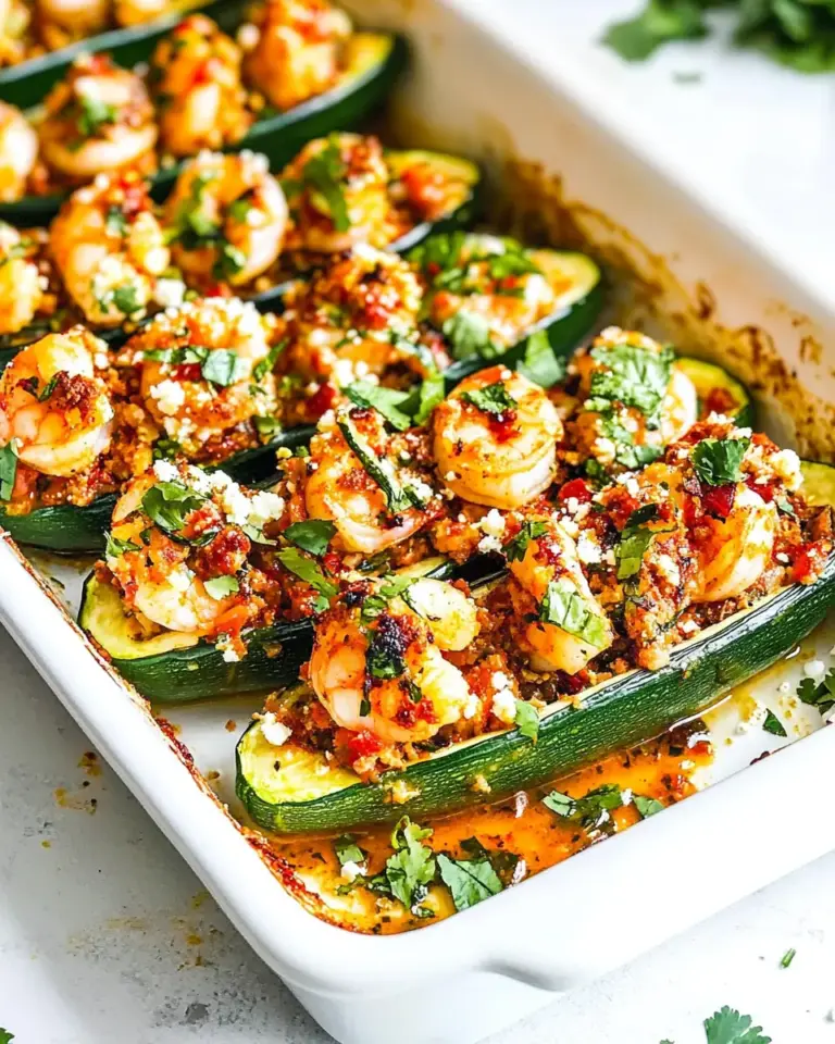 Stuffed Zucchini Boats with Cilantro Lime Shrimp