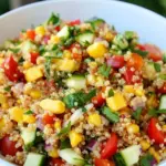 Summer Quinoa and Veggies Salad with Honey Shallot Vinaigrette