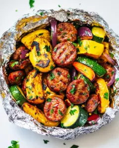 Tin Foil Sausage and Veggies Dinner