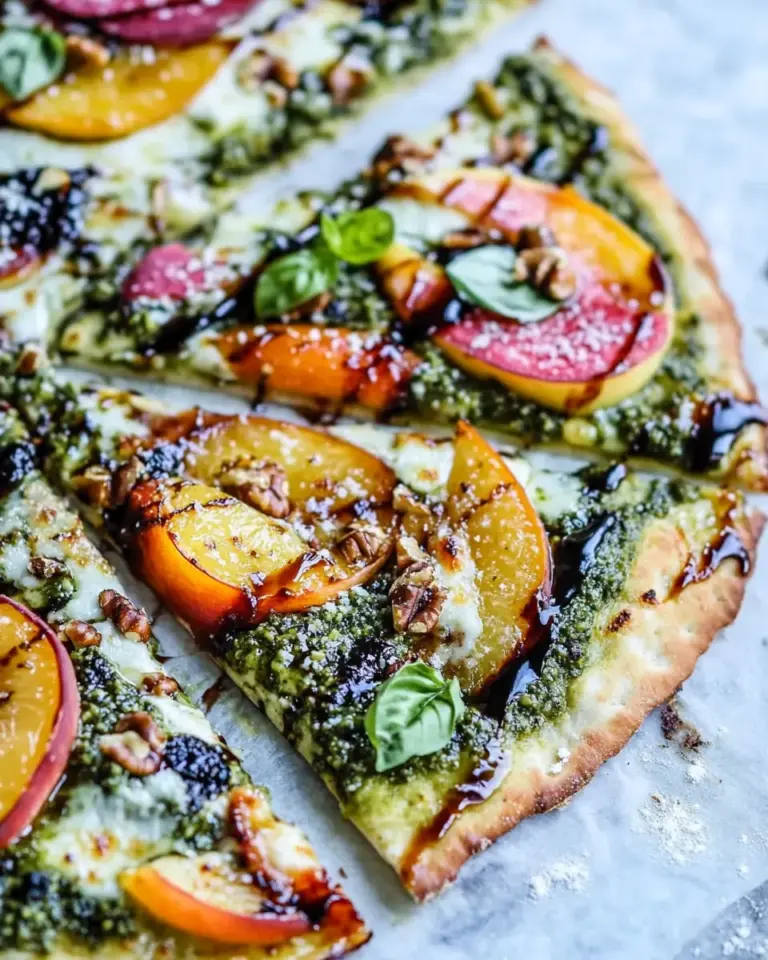Toasted Walnut Pesto and Caramelized Nectarine Pizza