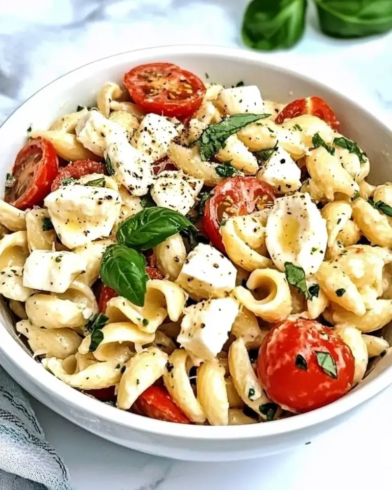 Tomato Basil Pasta Salad with Mozzarella Fontina