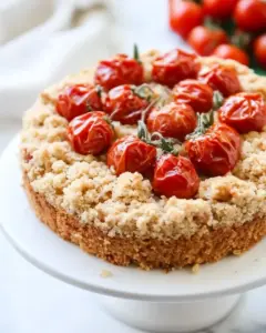 Vanilla Cornmeal Crumb Cake with Candied Cherry Tomatoes