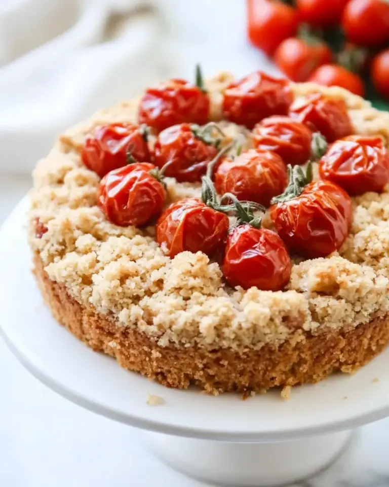 Vanilla Cornmeal Crumb Cake with Candied Cherry Tomatoes
