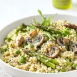 Vegan Cauliflower Rice Risotto with Asparagus Mushrooms