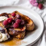 Whipped Cream Cheese Stuffed French Toast with Raspberries
